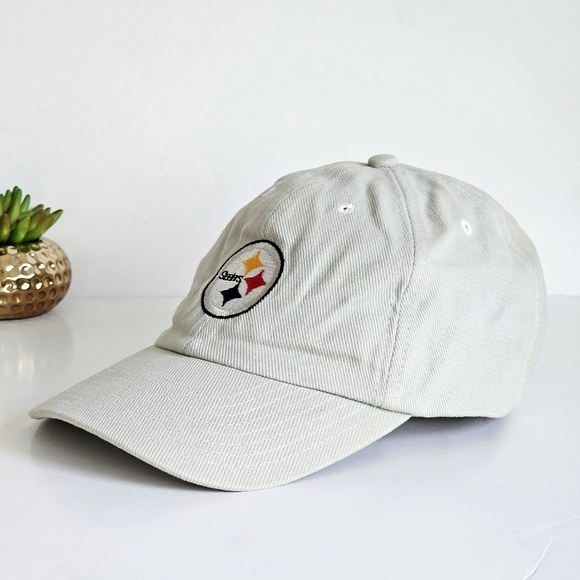 Vintage NFL Steelers Pittsburgh Hat Y2K Khaki Strapback Cotton Cap H12 - Picture 3 of 15